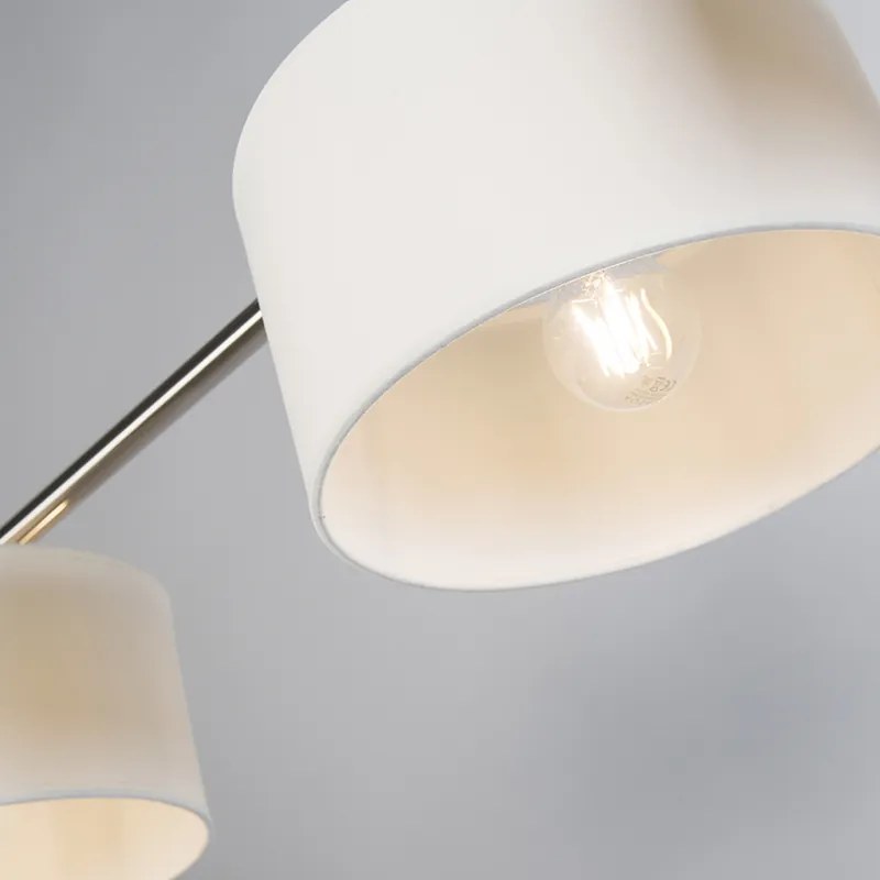 Eettafel / Eetkamer Moderne hanglamp staal met witte kappen 3-lichts - VT Modern E27 rond Binnenverlichting Lamp