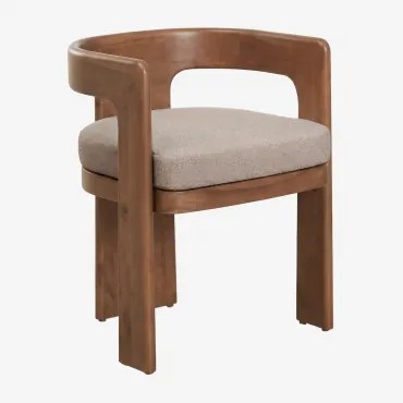 Pack Van 4 Tuinstoelen Met Armleuningen Van Acaciahout En Bouclé-stof Kandroa Donker Acaciabruin - Sklum