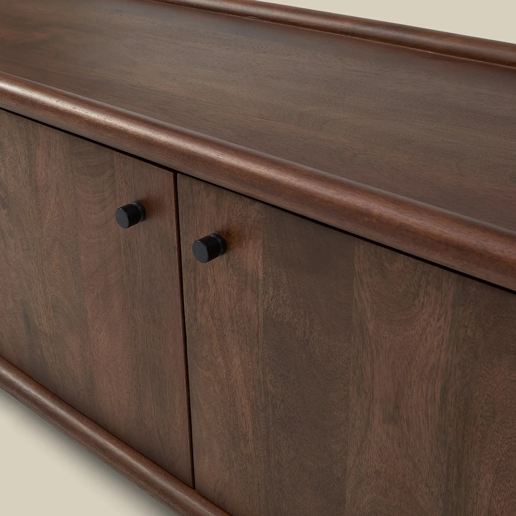 Tv-meubel Hout Met Ronde Hoeken 200 Cm - 200x43x50cm.