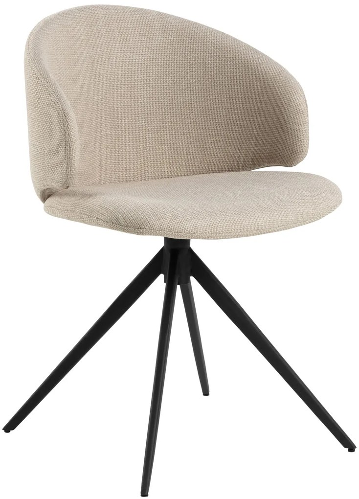 NELA NELA Beige (stof Basel 24)/zwarte poten - MODERNE GESTOFFEERDE DRAAISTOEL VOOR WOONKAMER/EETKAMER/KANTOOR LOFT