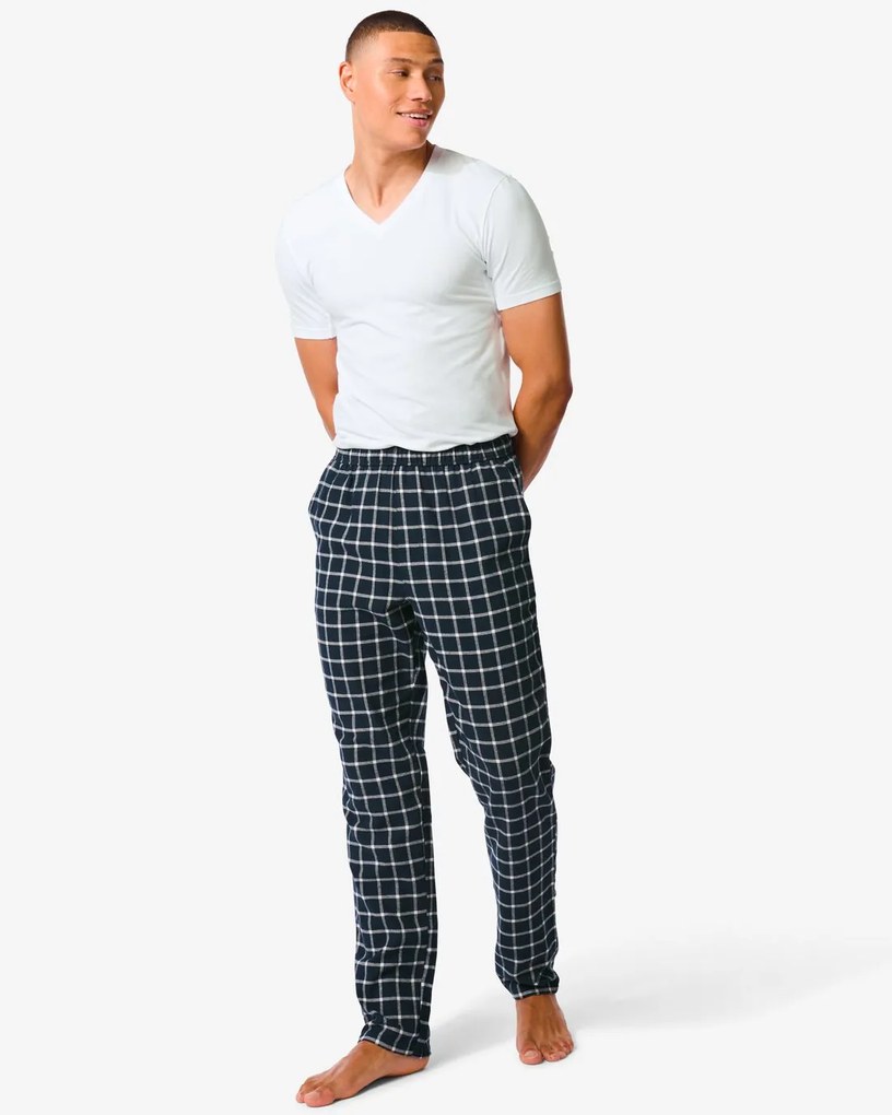 HEMA Heren Pyjamabroek Met Ruiten Flanel Donkerblauw (donkerblauw)