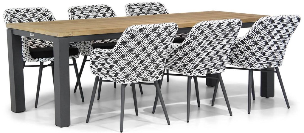 Tuinset 6 personen 230 cm Wicker Zwart Lifestyle Garden Furniture Crossway/Veneto