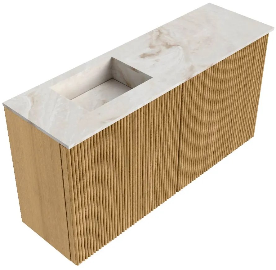 Mondiaz Joya DLux 80cm toiletmeubel oak met wastafel faye links 1 kraangat frappe