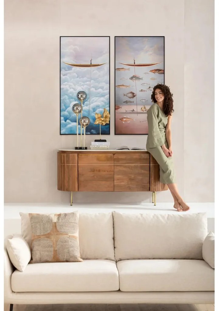 Kare Design Cloud Fisherman Boat Schilderij Vissersboot