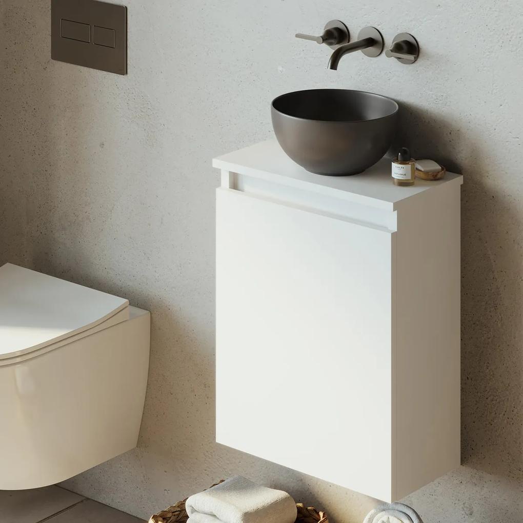 Fontana Bano toiletmeubel mat wit 40x22cm met mat zwarte waskom