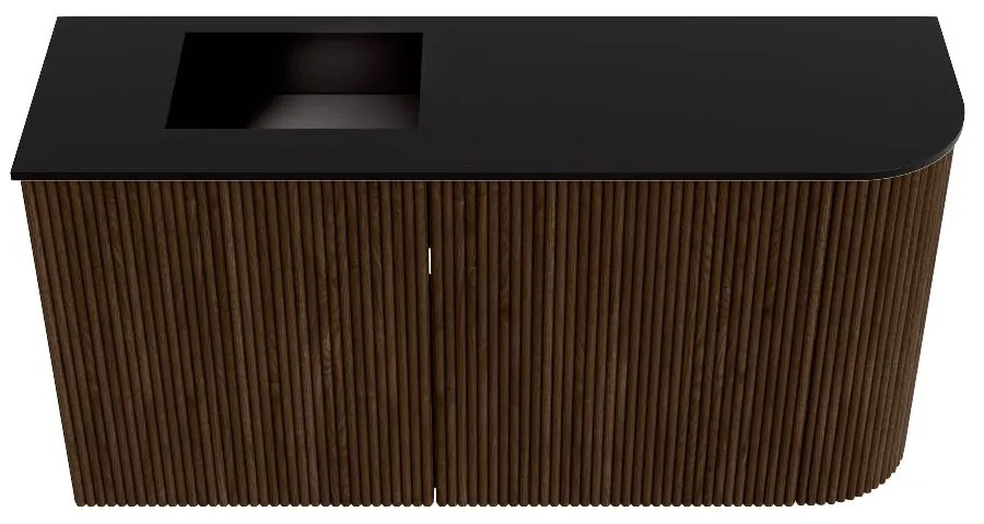 Mondiaz Joya 80cm toiletmeubel ronding rechts walnut met wastafel faye links 1 kraangat urban