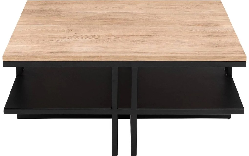 Goossens Salontafel Mamilo vierkant, hout eiken onbewerkt, elegant chic, 80 x 35 x 80 cm