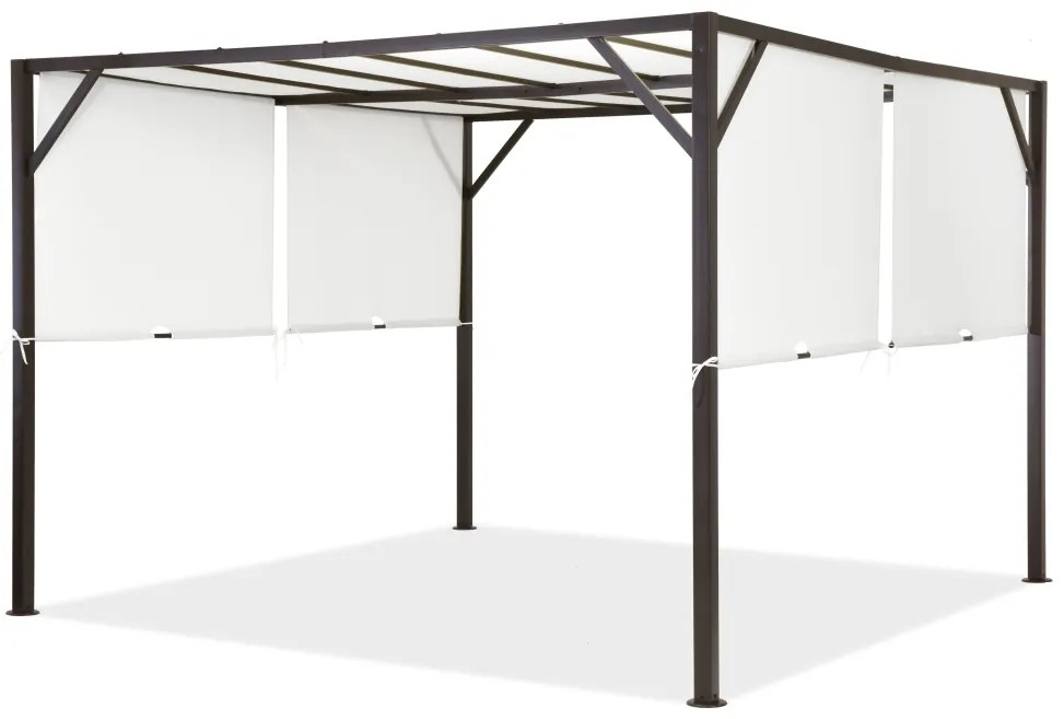 Metalen terraspergola Santorini 3 x 3 m bruin-wit Garden Point