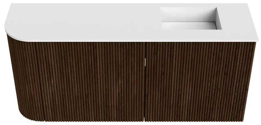 Mondiaz Joya 90cm toiletmeubel ronding links walnut met wastafel faye rechts 1 kraangat talc
