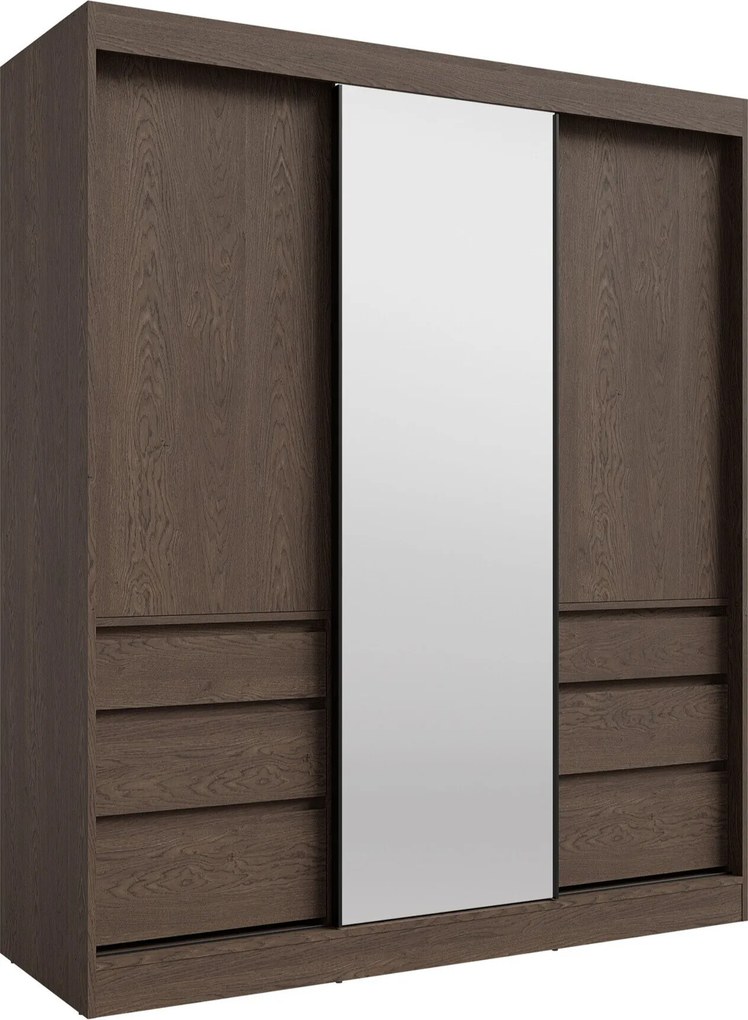 Kledingkast Toledo 120, Donkere eik, 216x180x65cm, 191.5 kg, Kledingkast deuren: Schuivend