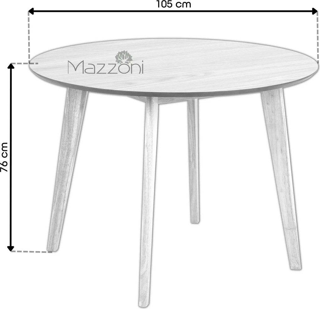 ROXY natuurlijke walnoot 90 cm - RONDE TAFEL VOOR KEUKEN/EETKAMER RETRO