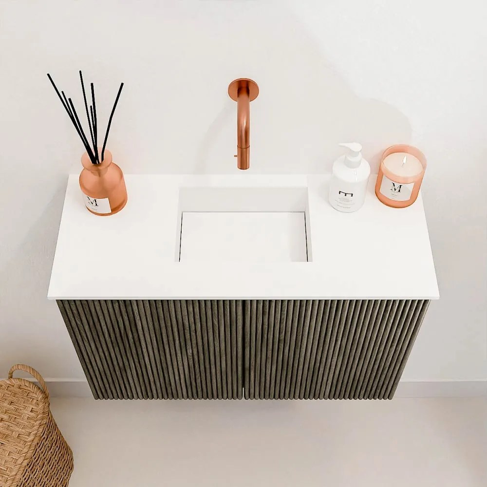 Mondiaz Joya 60cm toiletmeubel shadow met wastafel faye midden zonder kraangat talc