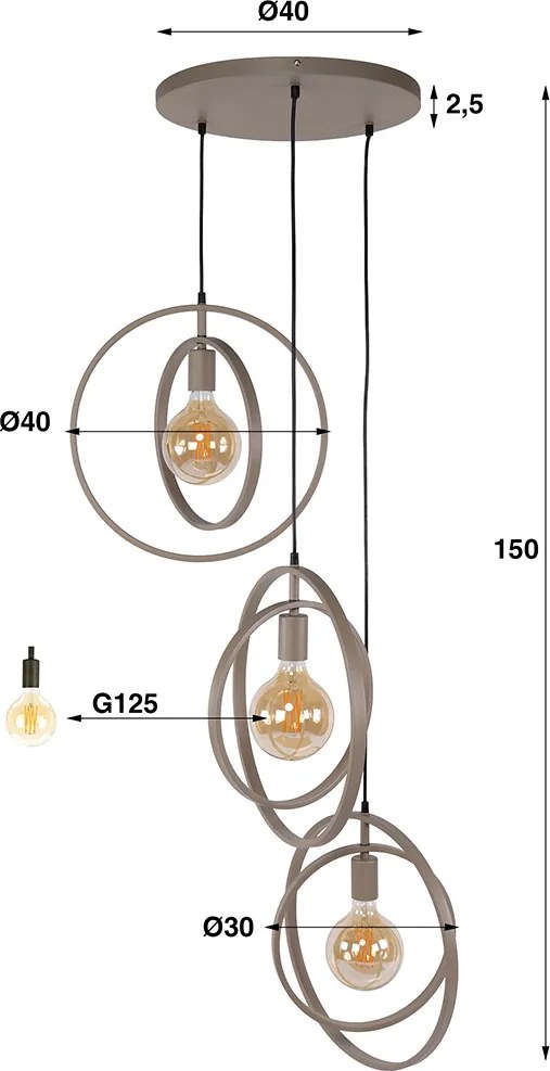 Hanglamp Metalen Ringen Beige