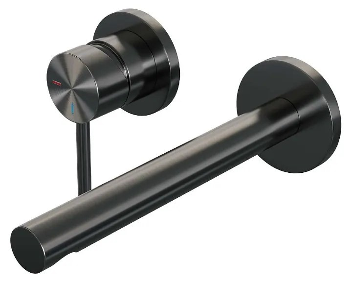 Brauer Gunmetal Edition ColdStart wastafelkraan inbouw rechte uitloop en rozetten model A2 gunmetal geborsteld PVD