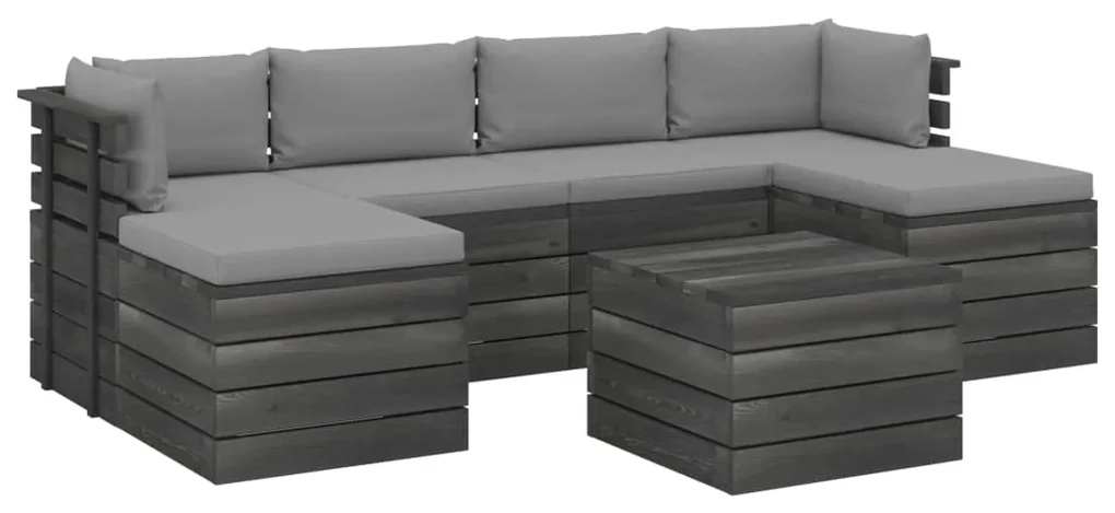 vidaXL 7-delige Loungeset met kussens pallet massief grenenhout