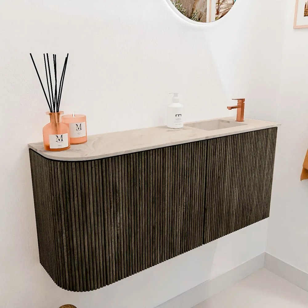 Mondiaz Joya DLux 90cm toiletmeubel ronding links shadow met wastafel faye rechts 1 kraangat frappe