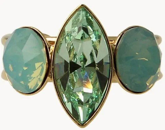 Vergulde ring Blossom met Swarovski-kristallen