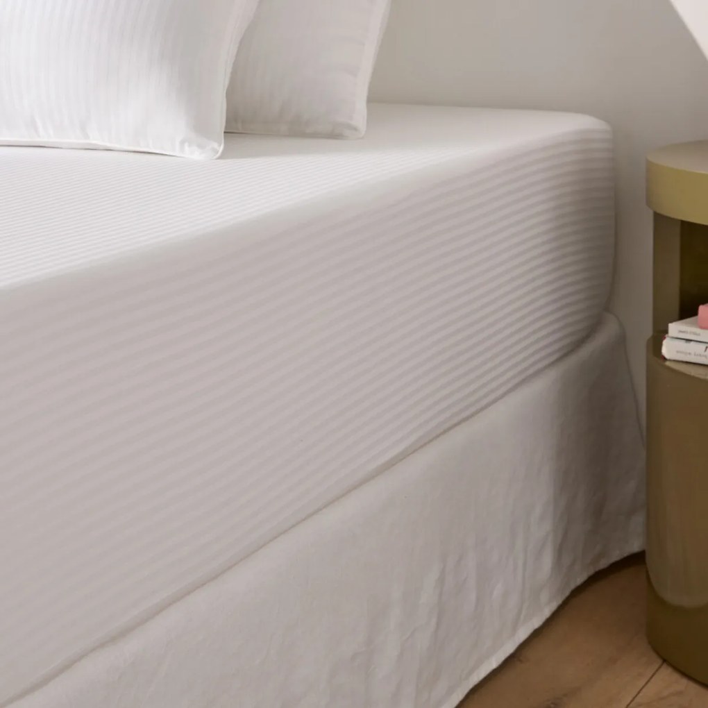 Hoeslaken satijn katoen, 153 draden, 30 cm kop, Opale gestreept