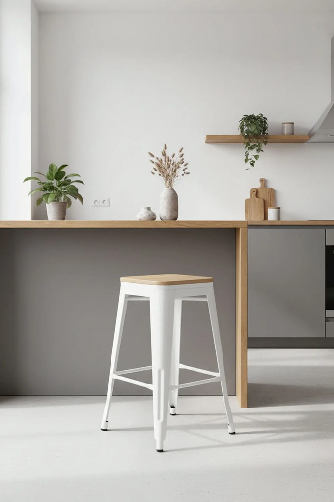 Torix lage kruk van natuurlijk hout