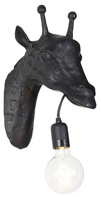 Klassieke wandlamp zwart - Animal Giraf