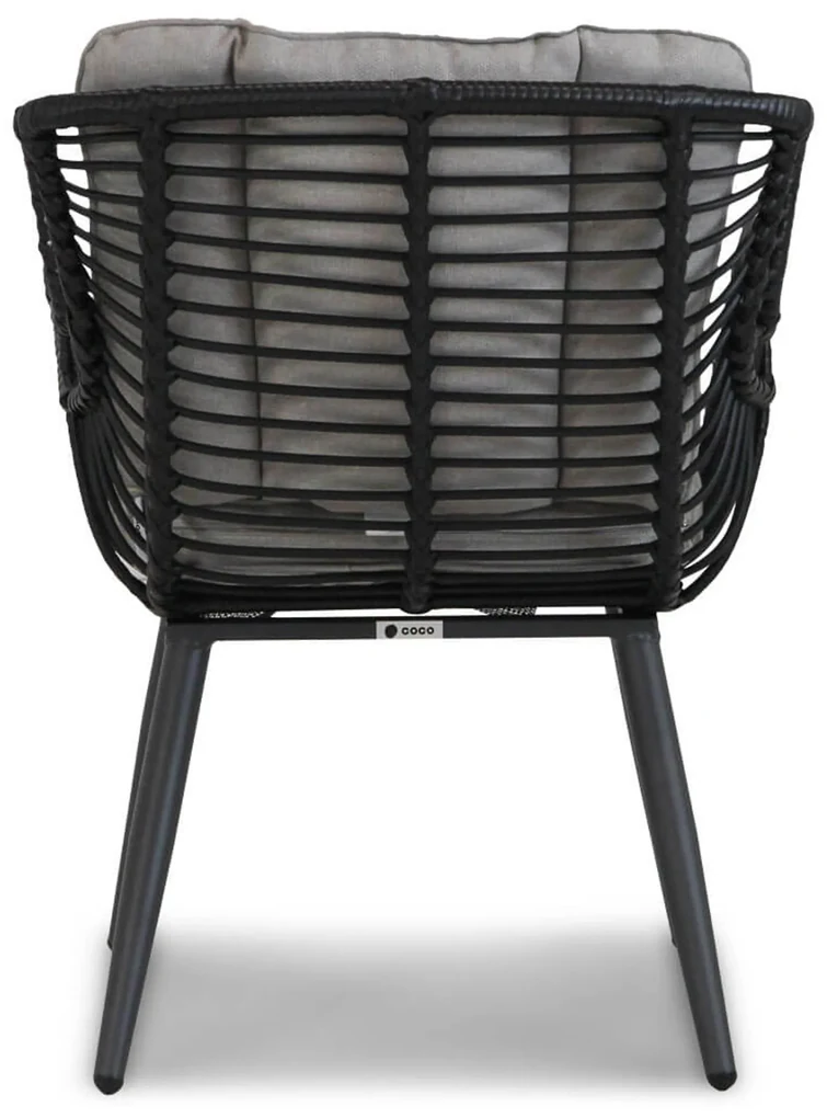 Tuinset Ronde Tuintafel 6 personen 150 cm Wicker/Aluminium/Aluminium/wicker Zwart Coco Azzano/Ancona