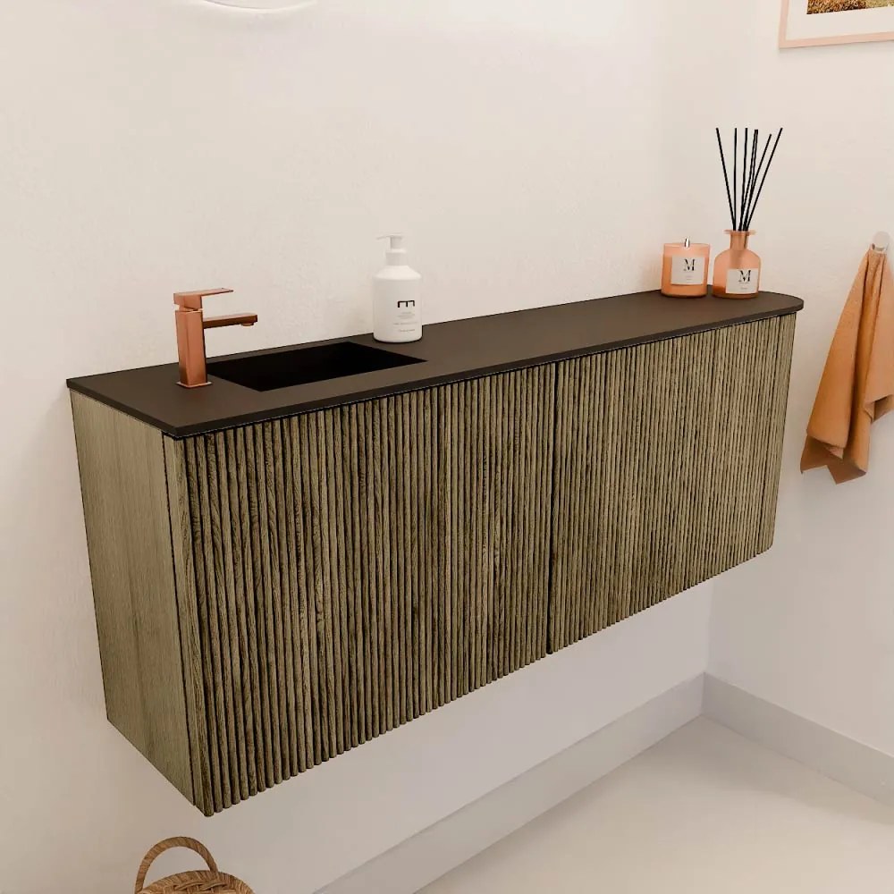 Mondiaz Joya 110cm toiletmeubel ronding rechts dusk met wastafel faye links 1 kraangat urban