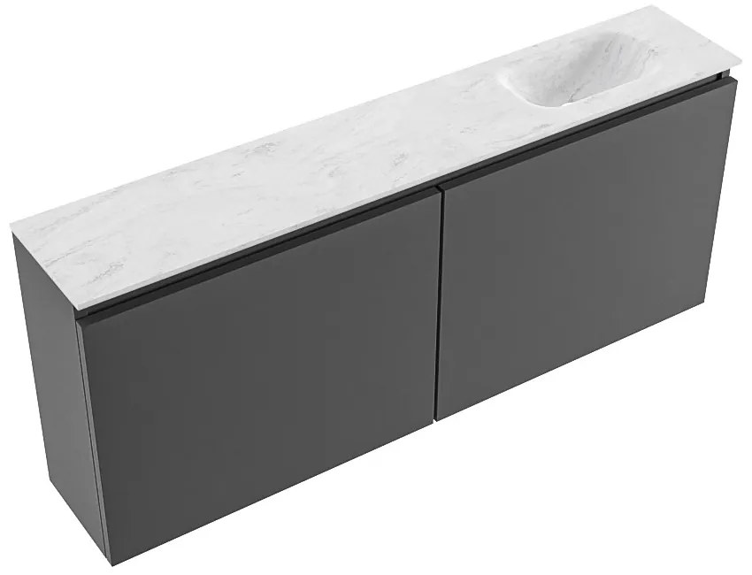 Mondiaz Ture DLux toiletmeubel 120cm dark grey met wastafel opalo rechts met kraangat