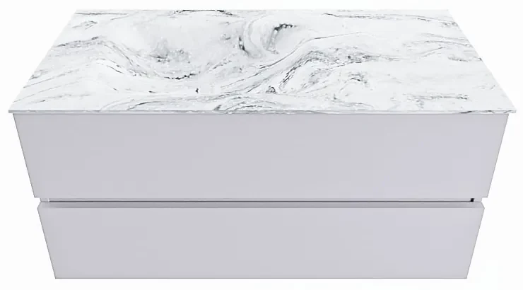 Mondiaz Vica DLux badmeubel 100cm cale 2 lades met wastafel glace links zonder kraangat