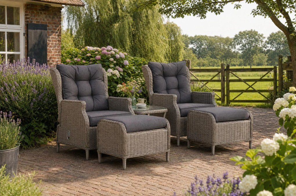 Bistroset 2 personen Wicker Grijs Garden Collections New Castle