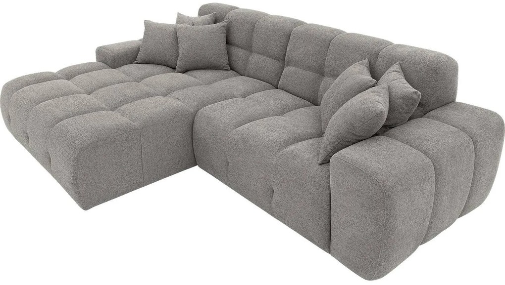 Goossens Excellent Bank Kubus - 40 X 40 Cm Stiksel grijs, stof, 1,5-zits, modern design met chaise longue links