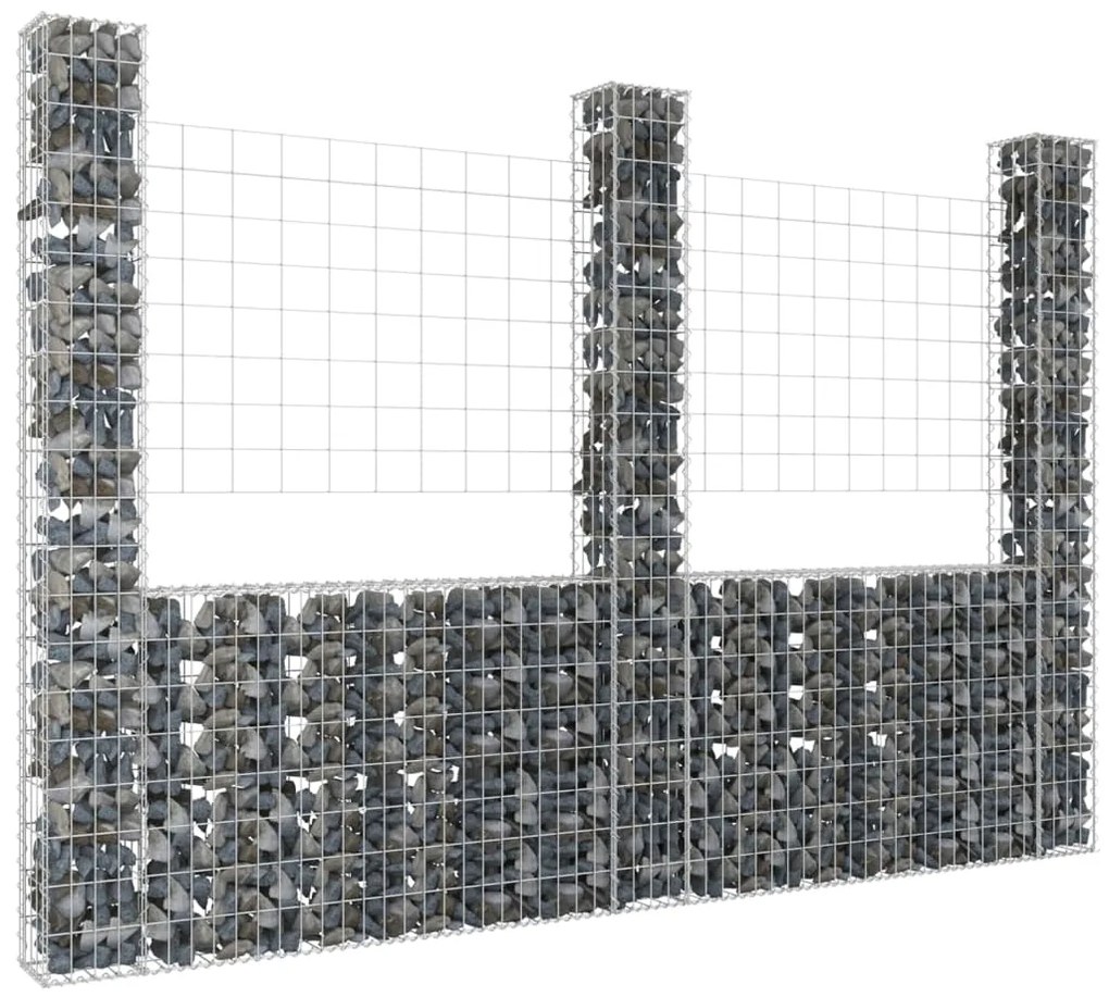 vidaXL Schanskorf U-vormig met 3 palen 260x20x200 cm ijzer