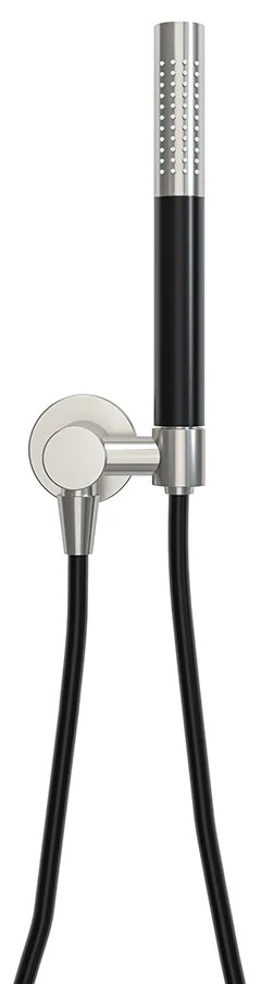 Mueller Round staafhanddoucheset met wandaansluitbocht mat zwart met RVS