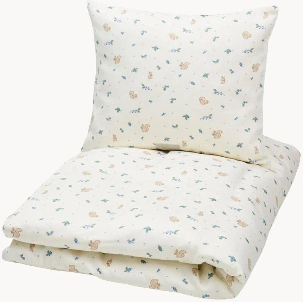 Babybedtextielset Blueberries van katoensatijn