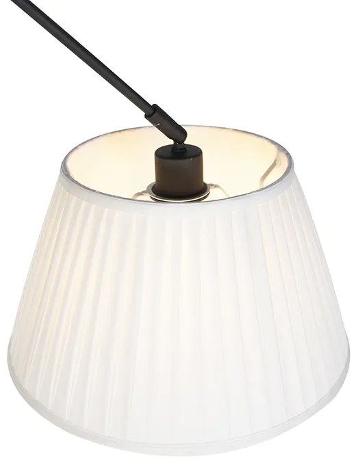 Hanglamp zwart met plisse kap 35cm crème - Blitz