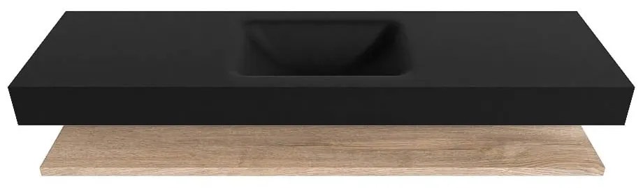 Zaro Alan badmeubel 160cm met planchet washed oak en vrijhangende wastafel cloud midden zonder kraangat urban