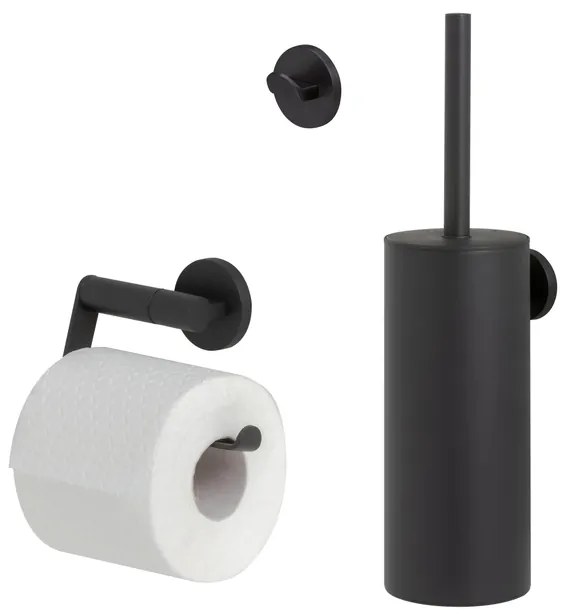 Tiger Noon Toiletaccessoireset - toiletborstelhouder - gesloten - toiletrolhouder - zonder klep - handdoekhaak - enkel - zwart 1321900701