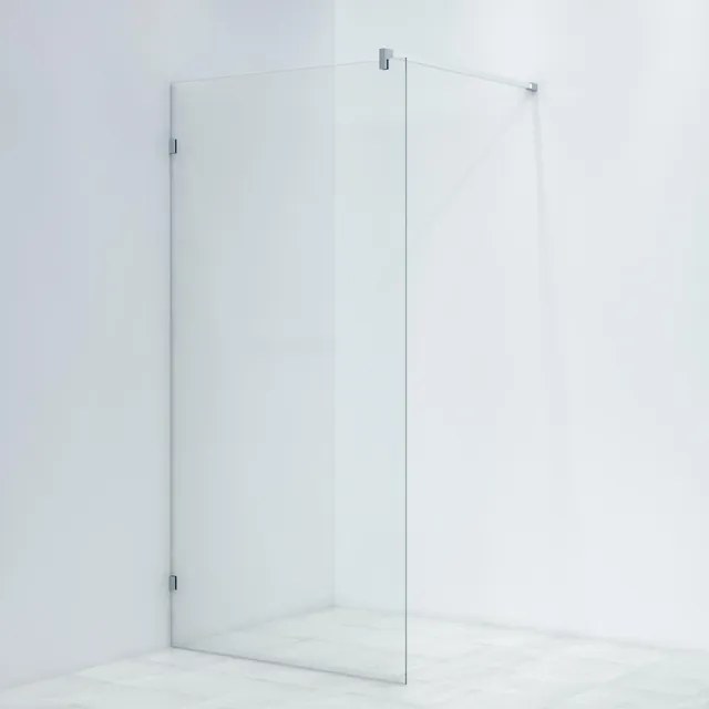 Saniclass Bellini Inloopdouche - scharnierbevestiging - 100x200cm - 8mm veiligheidsglas - anti kalk - chroom WALKINFIXCONNECT-100