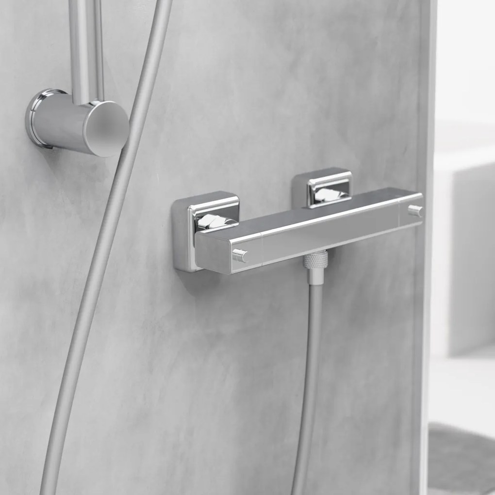 Schutte Signo thermostatische douchekraan vierkant chroom