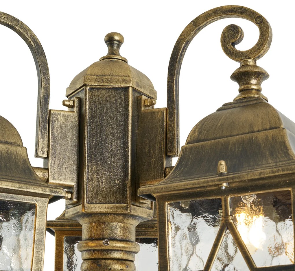 Klassieke buiten lantaarn antiek goud met helder glas 198cm IP44 - London Klassiek / Antiek E27 IP44 Buitenverlichting