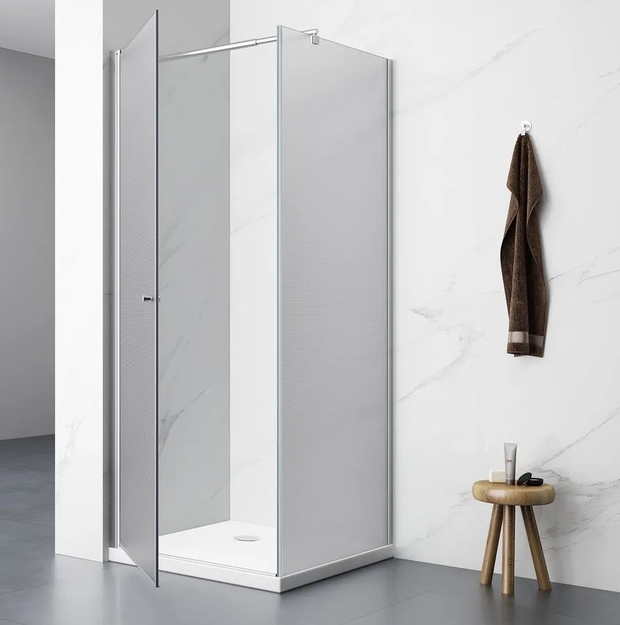 Aqualine Pilot melkglas douchecabine 70x70cm vierkant met chromen profielen