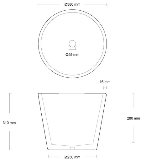 Urbi et Orbi Circum opbouw wastafel 38x31cm lichtgrijs