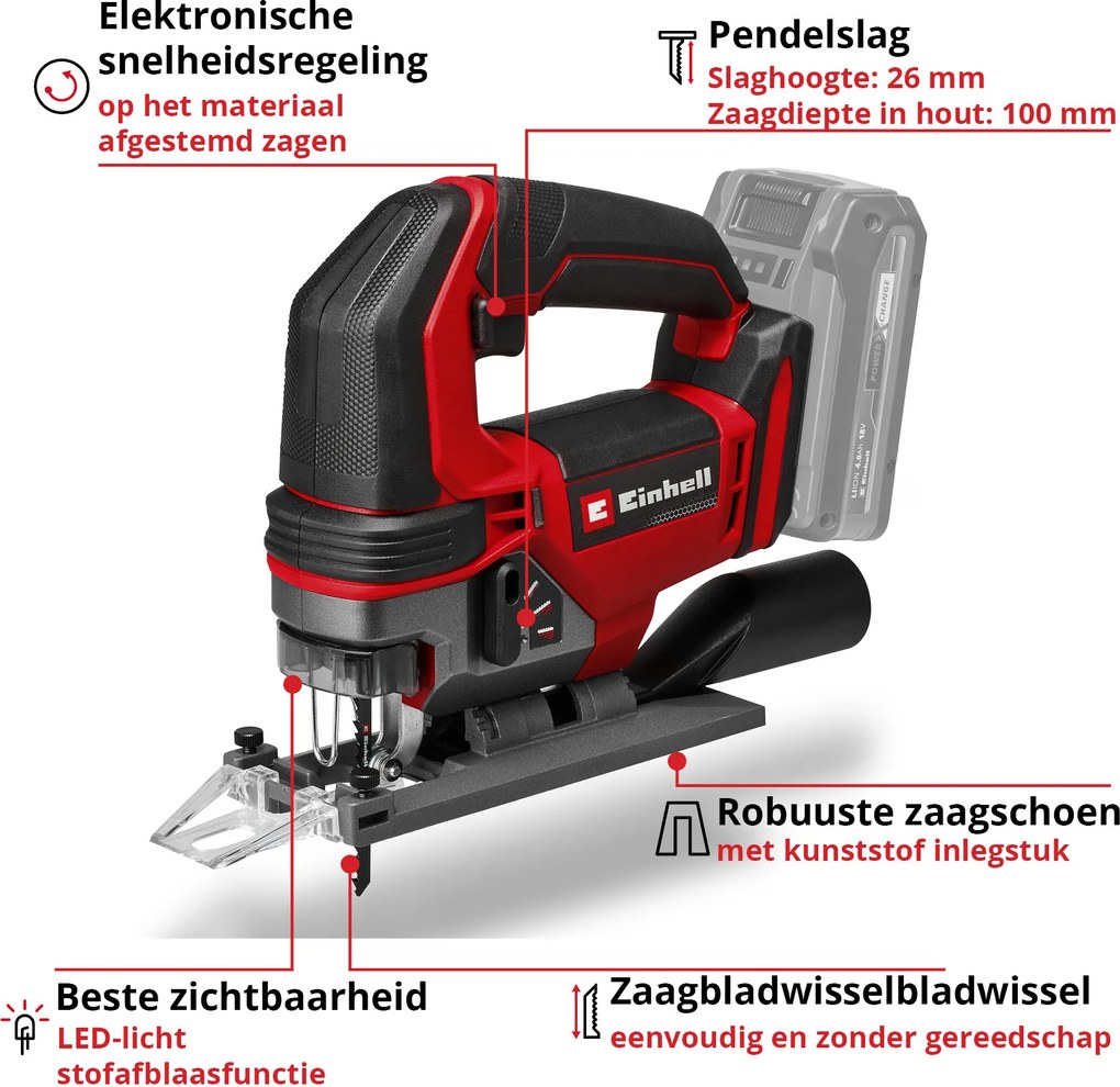 Einhell TE-JS 18/100 Li Solo - Accu Decoupeerzaag - Power X-Change