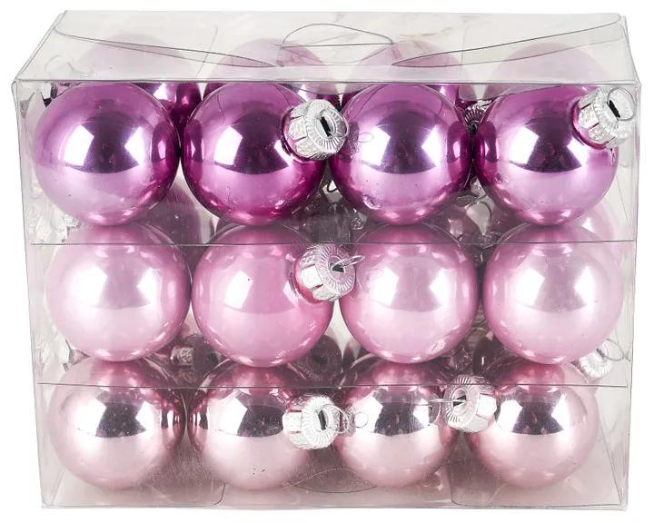 Kerstballen set roze - 24st