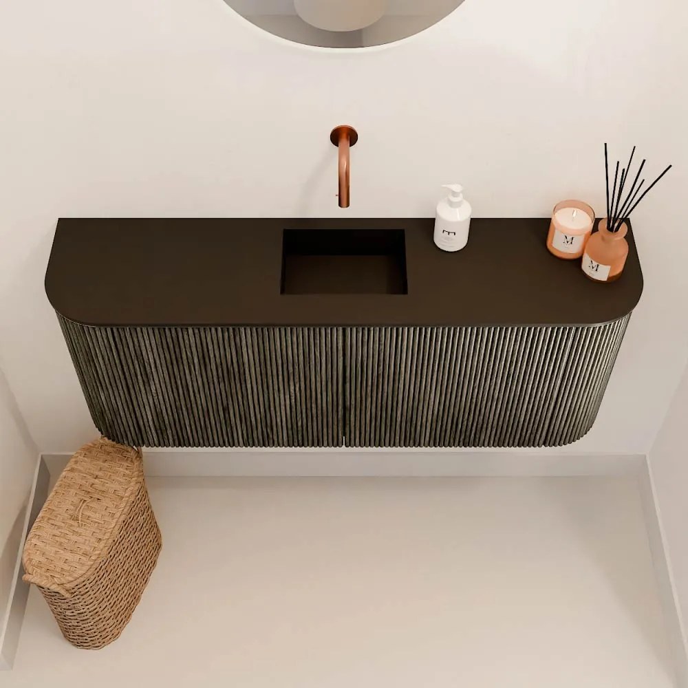 Mondiaz Joya 105cm toiletmeubel ronding links/rechts shadow met wastafel faye midden zonder kraangat urban