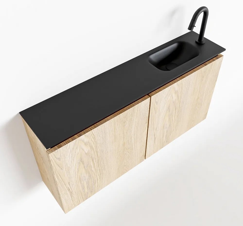 Mondiaz Ture 100cm toiletmeubel washed oak met wastafel urban rechts 1 kraangat