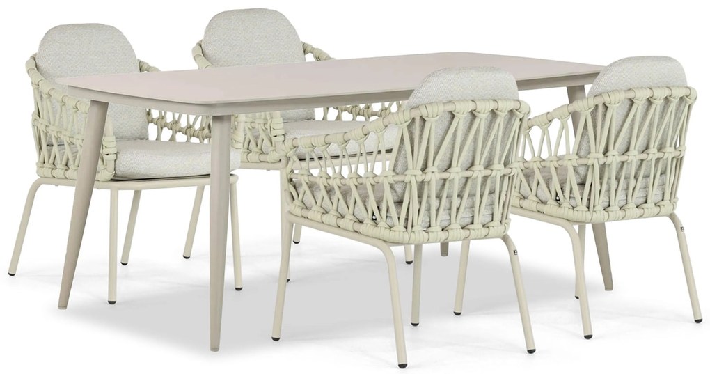 Tuinset 4 personen 180 cm Aluminium/rope Taupe Coco Barcelona/Vienna