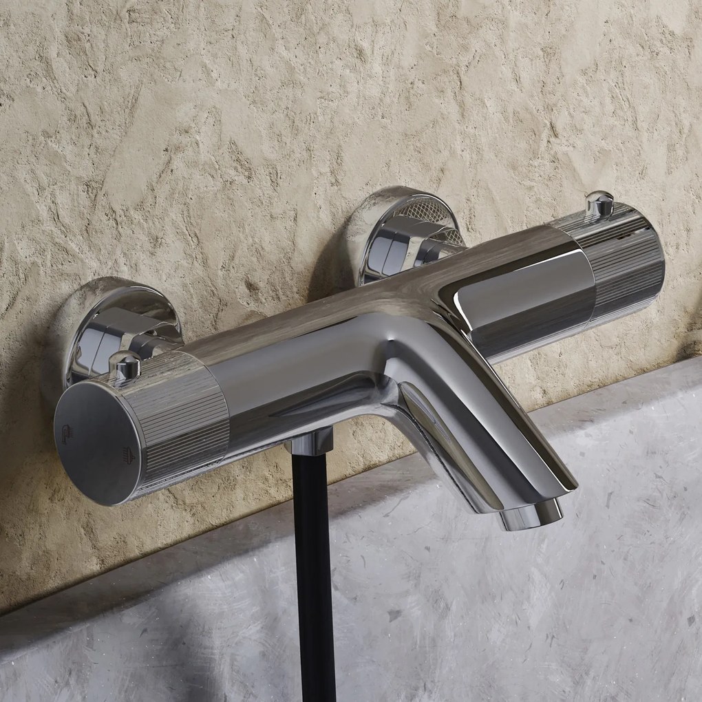 Saniclear Talpa Stripes Pro thermostatische opbouw badkraan met handdouche chroom