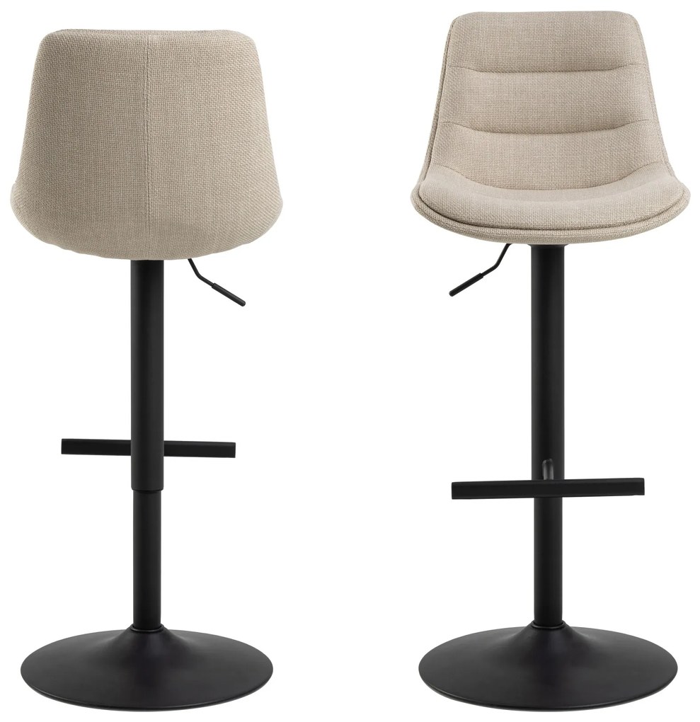 IDA Beige (stof Basel 24)/zwarte poot - TAPS TOELOPENDE GESTOFFEERDE BARSTOEL VOOR KEUKEN/WOONKAMER/RESTAURANT