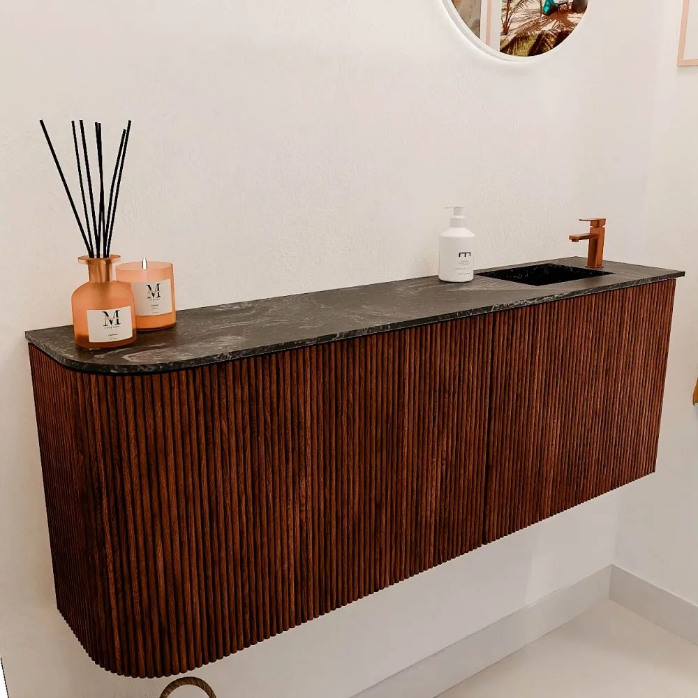 Mondiaz Joya DLux 110cm toiletmeubel ronding links ruby met wastafel faye rechts 1 kraangat lava