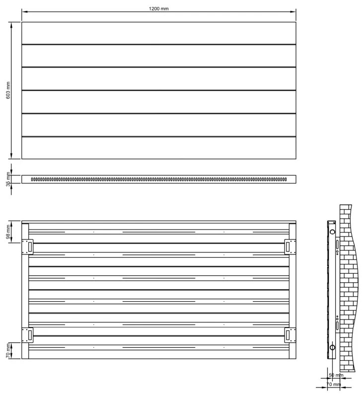 Eastbrook Berkeley radiator 120x60cm aluminium 820W antraciet